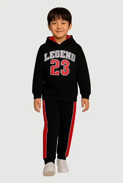 Little Boys Legend 23 Hoodie and Joggers, Black, Size 7