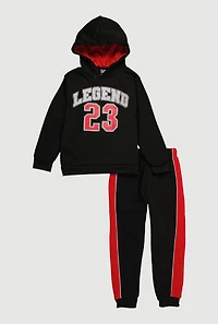 Little Boys Legend 23 Hoodie and Joggers, Black, Size 7