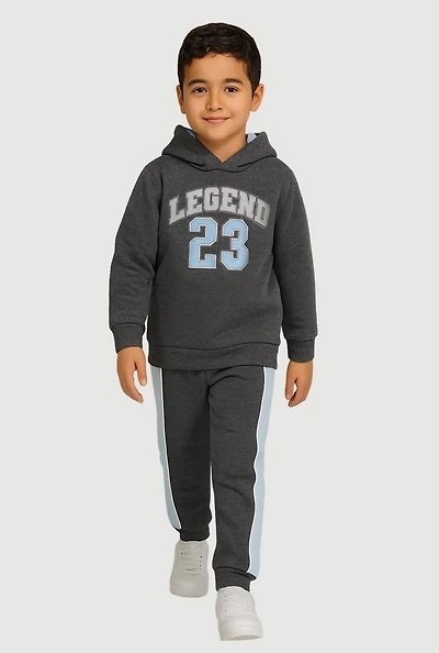 Little Boys Legend 23 Hoodie and Joggers, Grey, Size 7