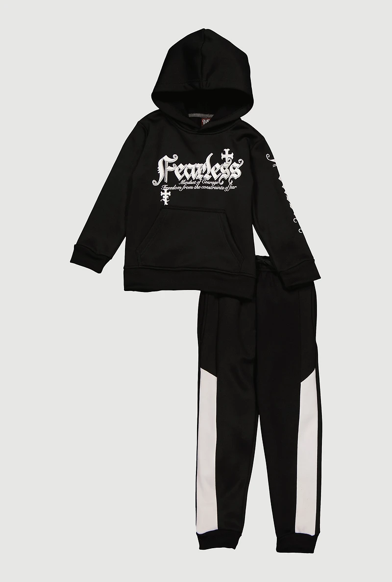 Little Boys Fearless Graphic Hooded Sweatshirt and Joggers