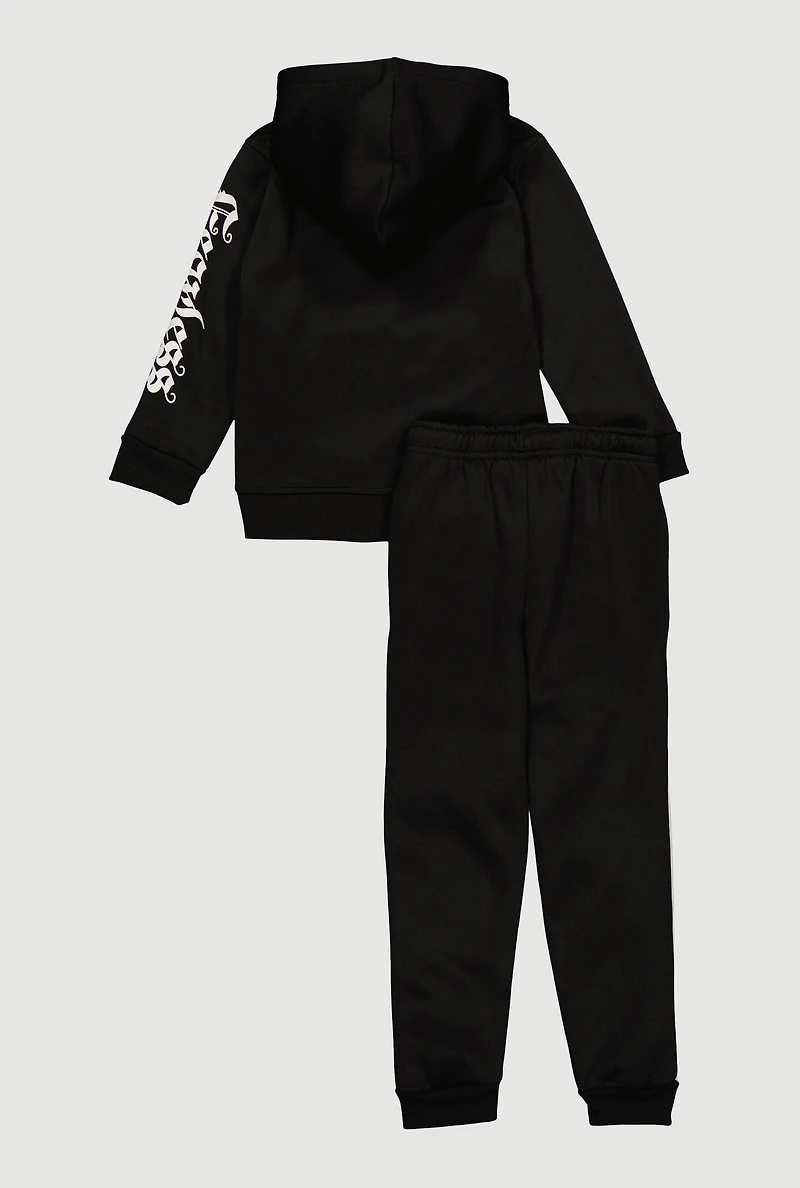 Little Boys Fearless Graphic Hooded Sweatshirt and Joggers