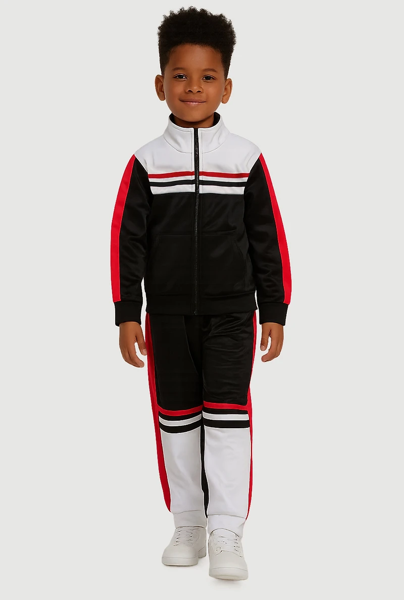Little Boys Color Block Track Jacket and Sweatpants Set