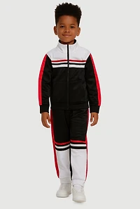 Little Boys Color Block Track Jacket and Sweatpants Set