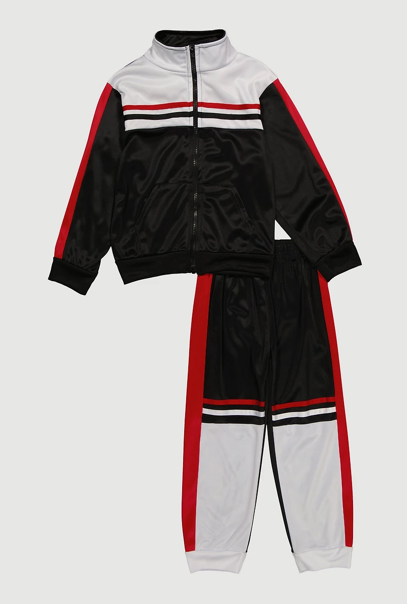 Little Boys Color Block Track Jacket and Sweatpants Set, 4