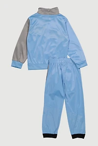 Little Boys Color Block Zip Front Track Jacket and Sweatpants,