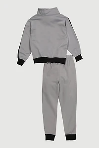 Little Boys Like A Boss Print Track Jacket and Joggers Set, Grey, Size 4