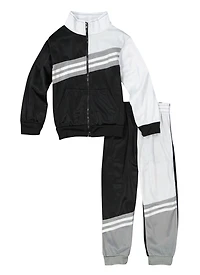 Little Boys Varsity Stripe Zip Front Track Jacket and Joggers