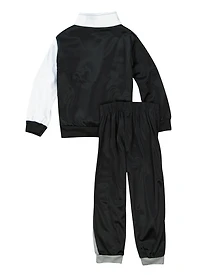 Little Boys Varsity Stripe Zip Front Track Jacket and Joggers, Black, Size 4