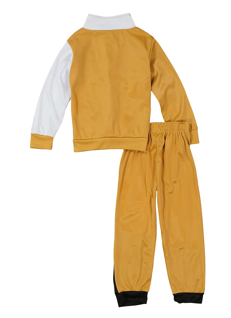 Little Boys Varsity Stripe Zip Front Track Jacket and Joggers, Yellow, Size 4