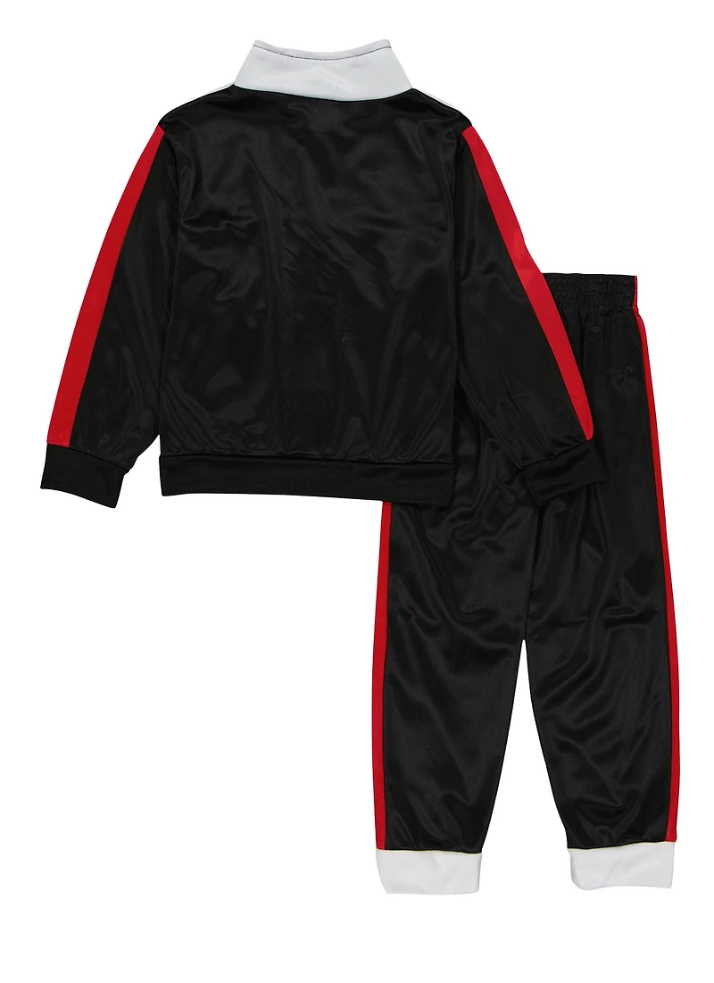 Little Boys Varsity Stripe Zip Front Track Jacket and Joggers