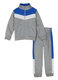 Little Boys Color Block Zip Front Track Jacket and Joggers