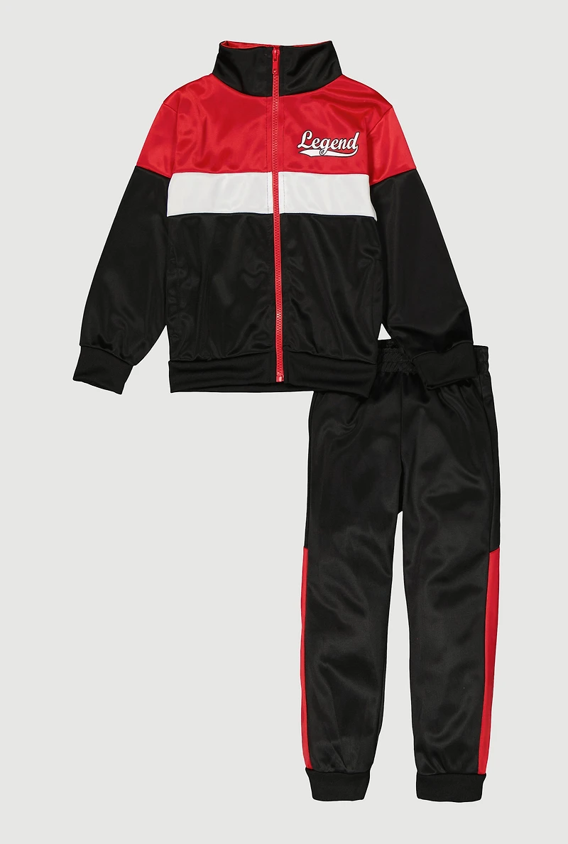 Little Boys Color Block Legend Graphic Jacket and Joggers