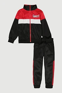 Little Boys Color Block Legend Graphic Jacket and Joggers