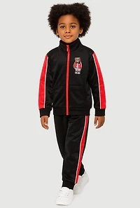 Little Boys Teddy Bear Graphic Jacket and Joggers, Black, Size 4