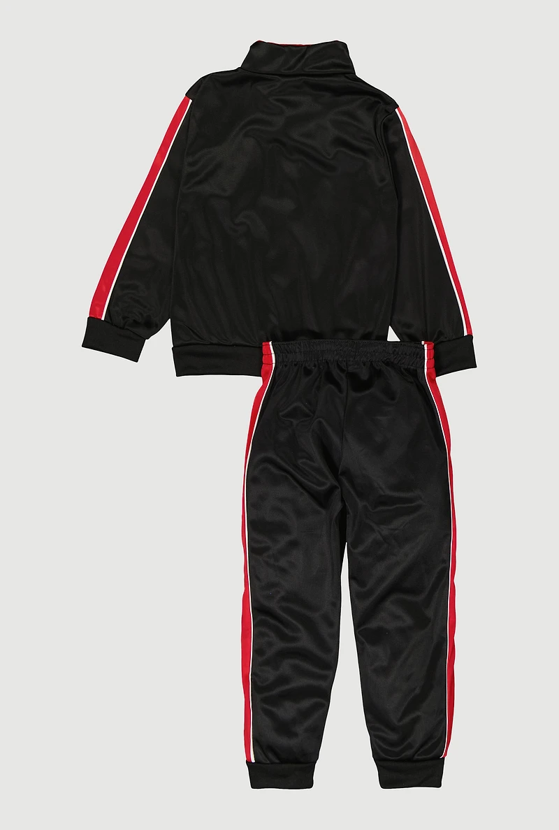 Little Boys Teddy Bear Graphic Jacket and Joggers, Black, Size 4