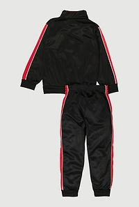 Little Boys Teddy Bear Graphic Jacket and Joggers, Black, Size 4