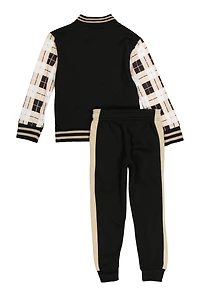 Little Boys V Initial Color Block Varsity Jacket and Joggers, 4