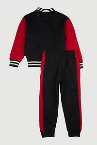 Little Boys A Patch Color Block Varsity Jacket and Joggers Set, Multi,