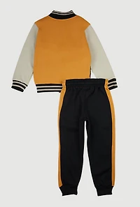 Little Boys A Patch Color Block Varsity Jacket and Joggers Set, Multi,