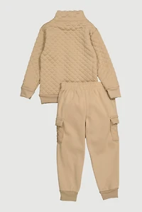Little Boys Quilted Sweatshirt and Cargo Joggers,