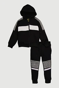 Little Boys Zip Front Hoodie and Joggers Set, Black, Size 5
