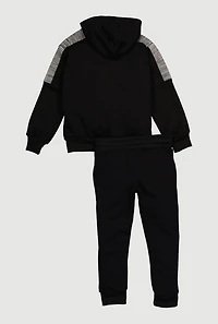 Little Boys Zip Front Hoodie and Joggers Set, Black, Size 5