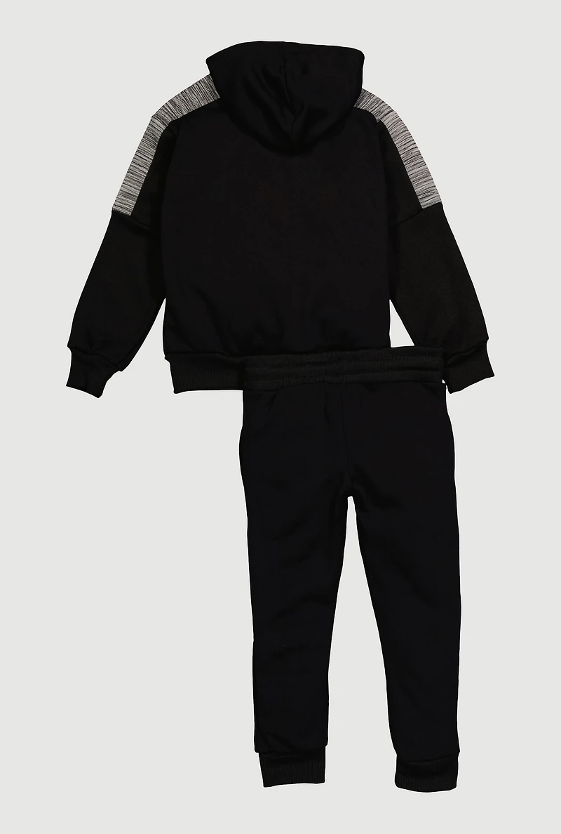 Little Boys Zip Front Hoodie and Joggers Set, Black,