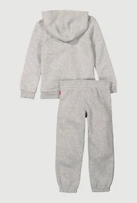 Little Boys Marled 1873 Graphic Hooded Sweatshirt and Sweatpants, Grey,