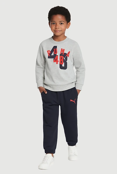 Little Boys Puma 48 Graphic Sweatshirt and Joggers, Grey,