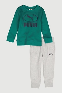 Little Boys Puma Emblem Graphic Sweatshirt and Joggers Set