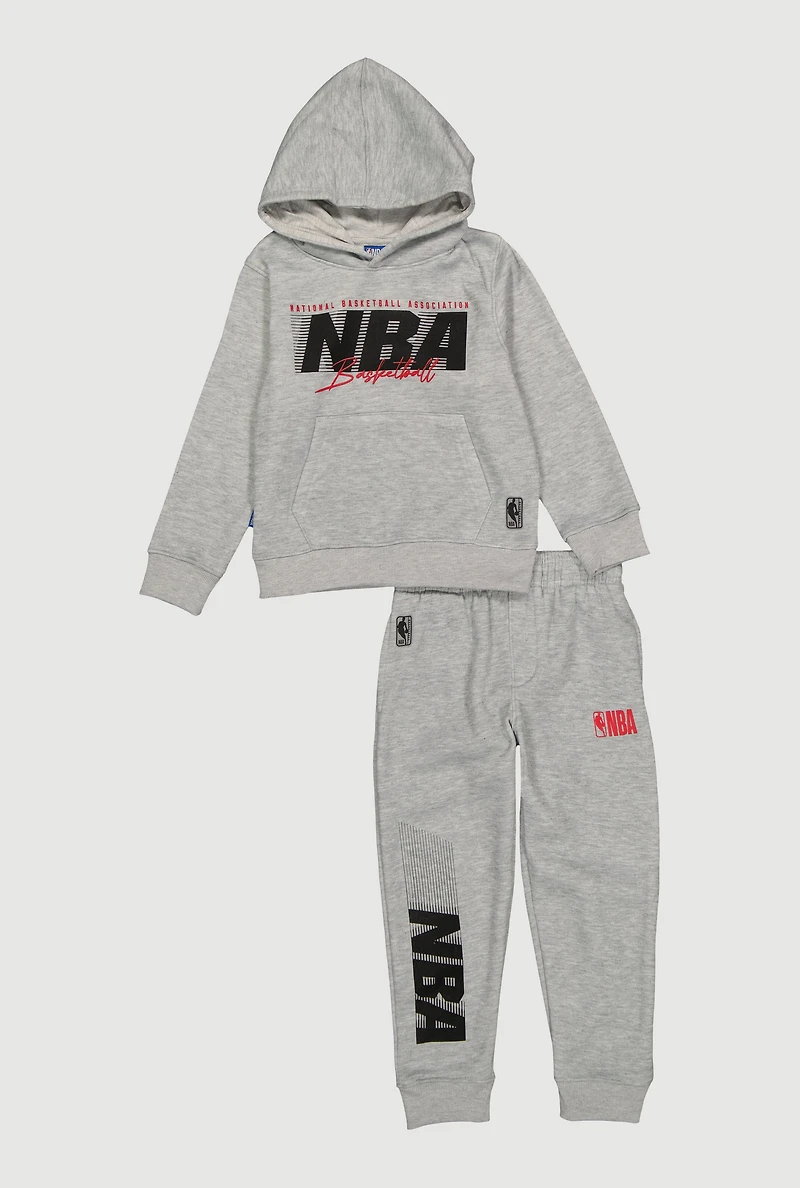 Little Boys Marled NBA Graphic Hoodie and Joggers Set