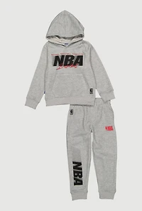 Little Boys Marled NBA Graphic Hoodie and Joggers Set