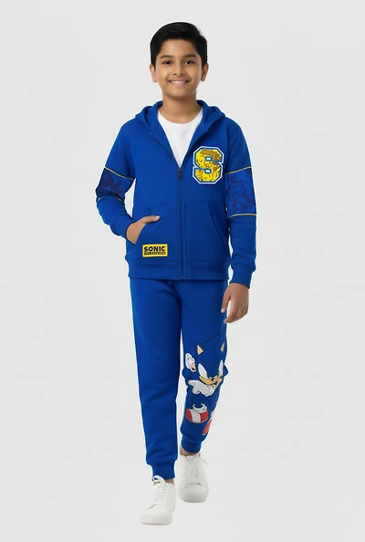 Boys Sonic Graphic Zip Front Hoodie and Joggers Set