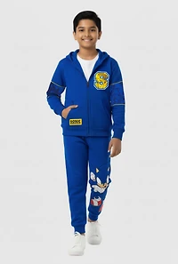 Boys Sonic Graphic Zip Front Hoodie and Joggers Set