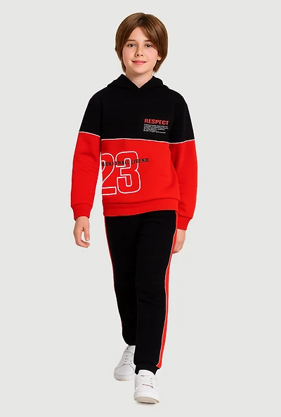 Boys Respect Basketball Legend 23 Hoodie and Joggers, Red, Size 12-14