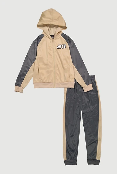 Boys 23 Graphic Hooded Track Jacket and Joggers Set, Multi, Size 12-14