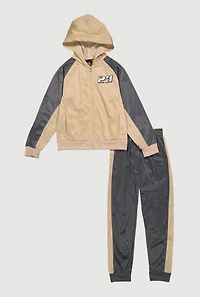 Boys 23 Graphic Hooded Track Jacket and Joggers Set, Multi, Size 12-14