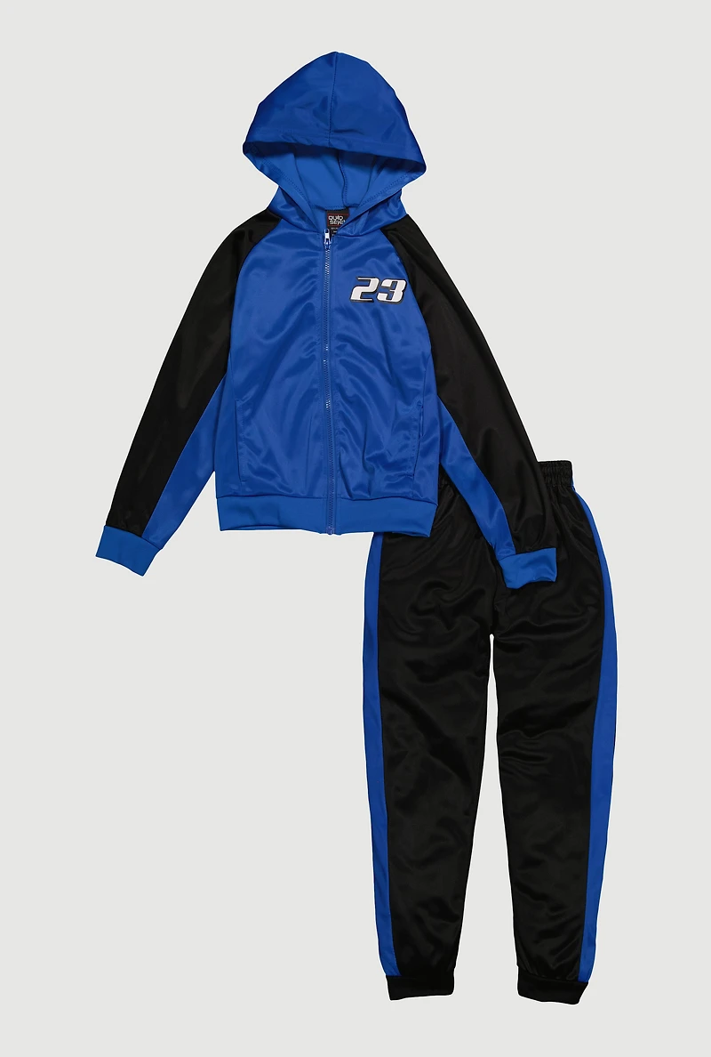 Boys 23 Graphic Hooded Track Jacket and Joggers Set, Multi, Size 16-18