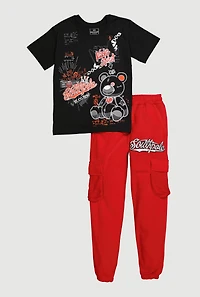 Boys King Street Southpole Crew Graphic Tee and Joggers, Multi, Size 12-14