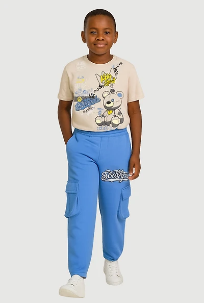Boys King Street Graphic Tee and Utility Joggers, Blue, Size 12-14