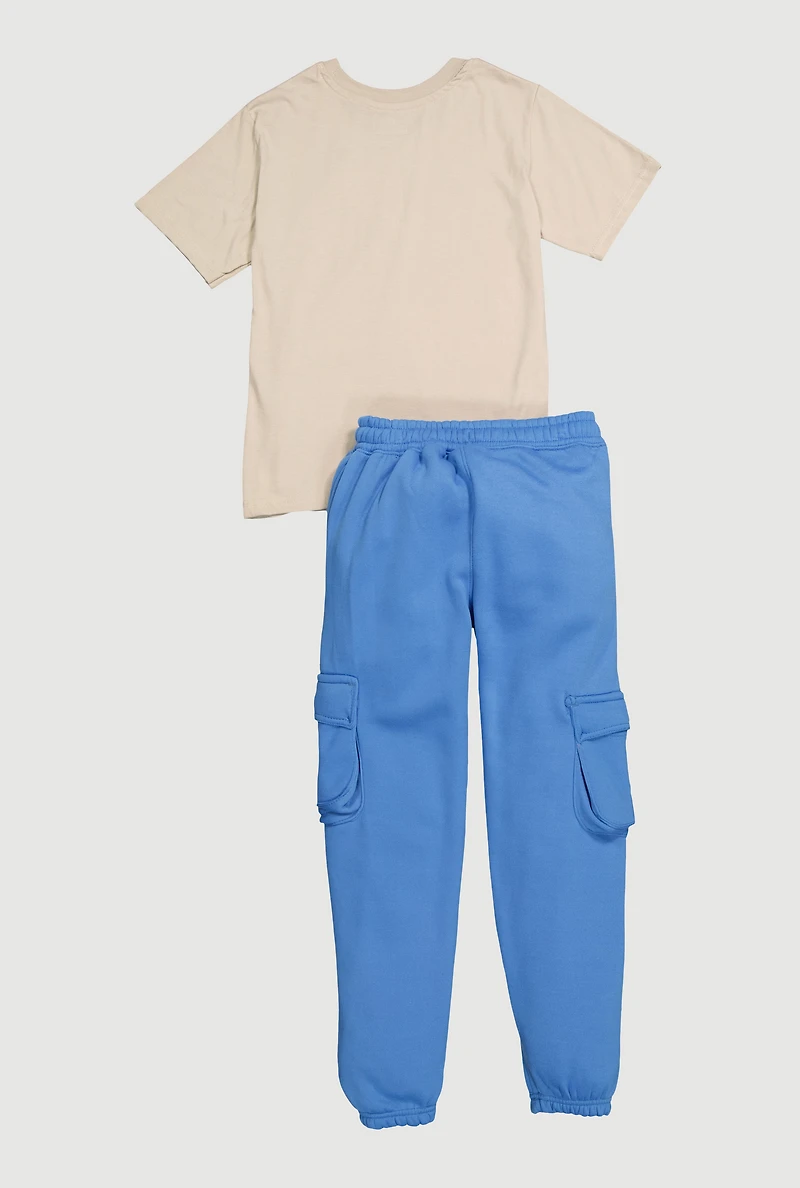 Boys King Street Graphic Tee and Utility Joggers, Blue, Size 8-10