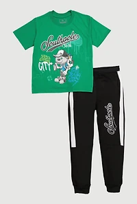 Boys Southpole Crew Graphic Tee and Joggers, Green, Size 8-10