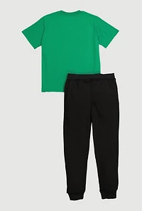 Boys Southpole Crew Graphic Tee and Joggers, Green, Size 8-10