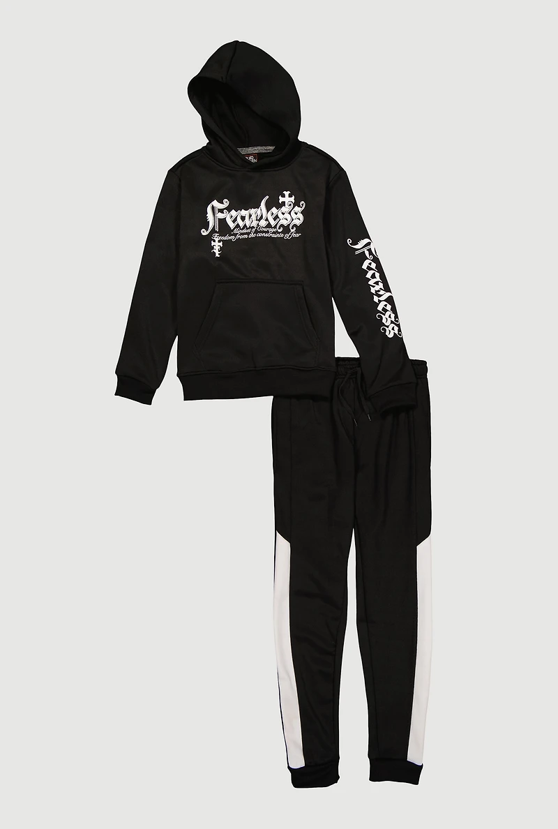 Boys Fearless Graphic Hoodie and Sweatpants Set,