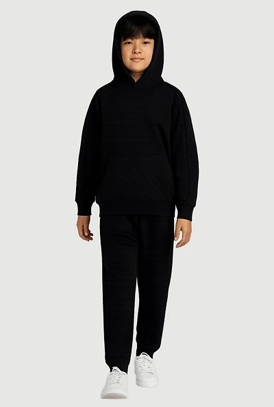 Boys Quilted Detail Fleece Lined Sweatshirt and Joggers,
