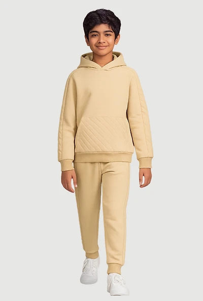 Boys Quilted Detail Fleece Lined Sweatshirt and Joggers,