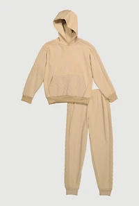 Boys Quilted Detail Fleece Lined Sweatshirt and Joggers,
