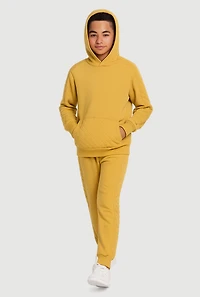 Boys Quilted Detail Fleece Lined Sweatshirt and Joggers