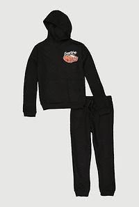 Boys Speed Way Graphic Hooded Sweatshirt and Joggers, Black, Size 10