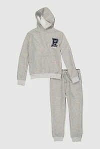 Boys R Initial Patch Graphic Hoodie and Joggers, Grey, Size 12